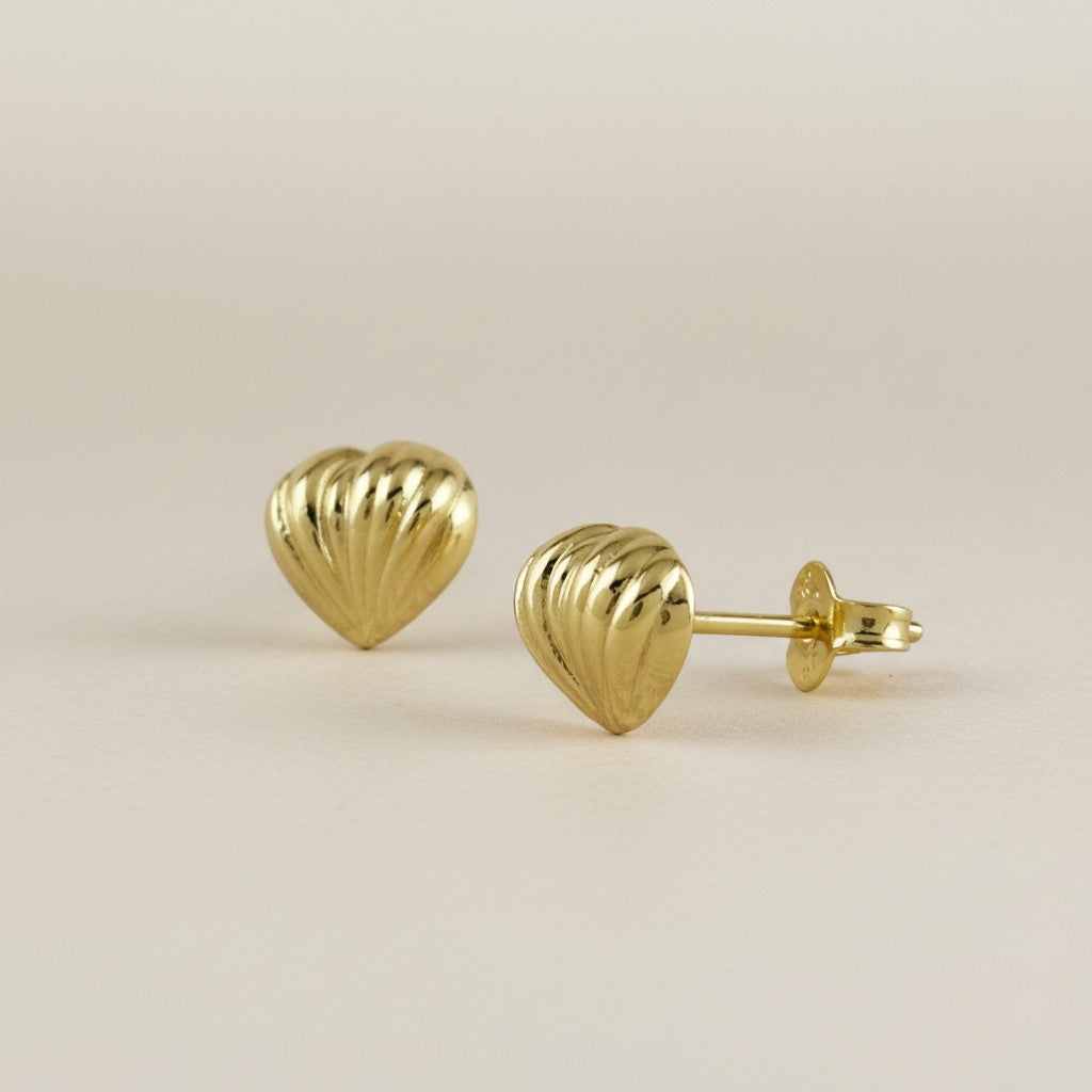 18k Gold Filled Puffy Heart Stud Earrings — Petite, Dimensional ; Endlessly Charming