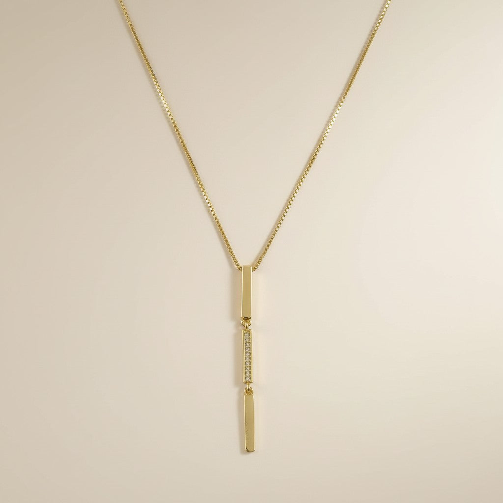 18k Gold Filled Triple Bar Drop Necklace