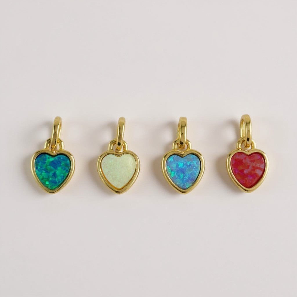 18k Gold Filled Opal Heart Charms
