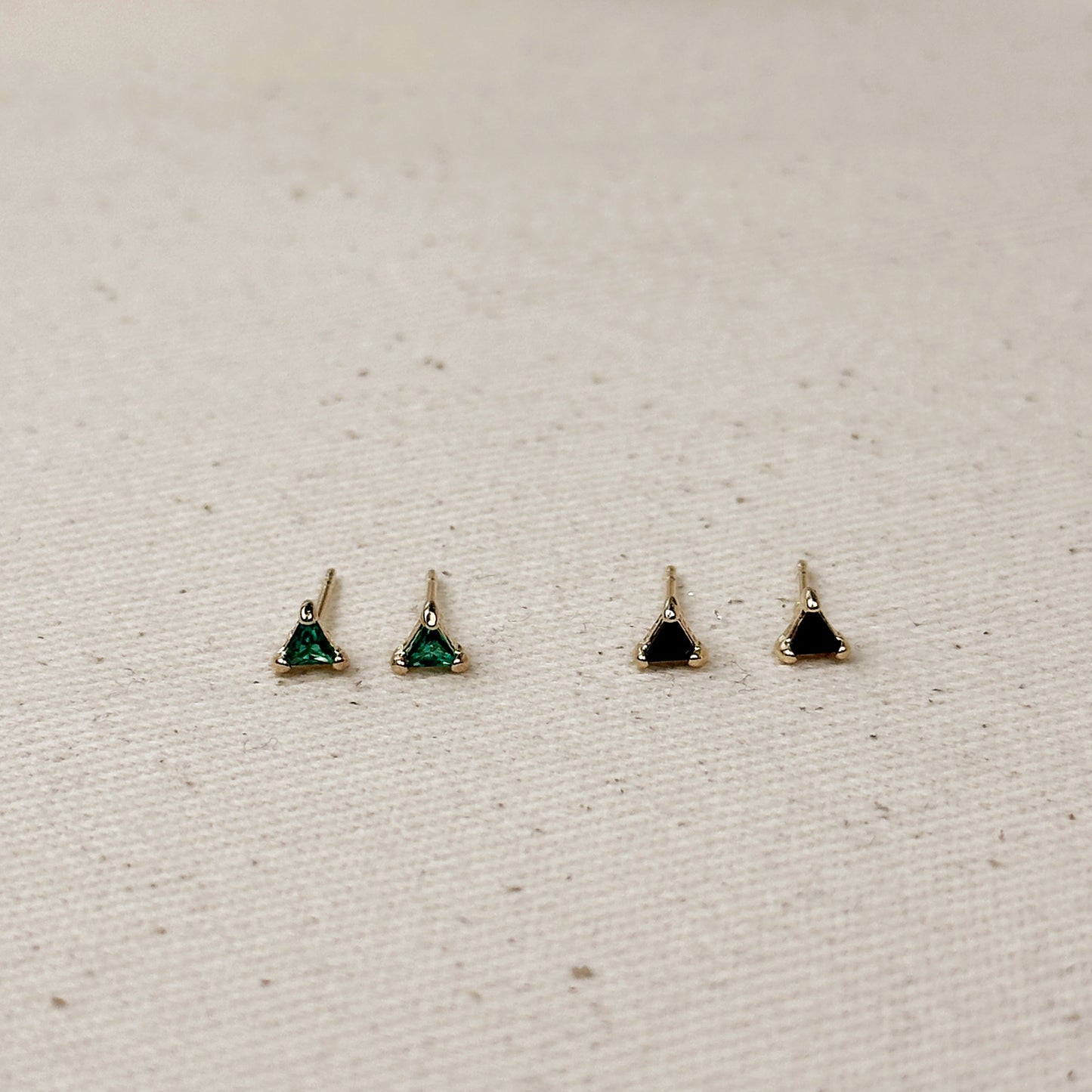 Mini Colored CZ Triangle Stud