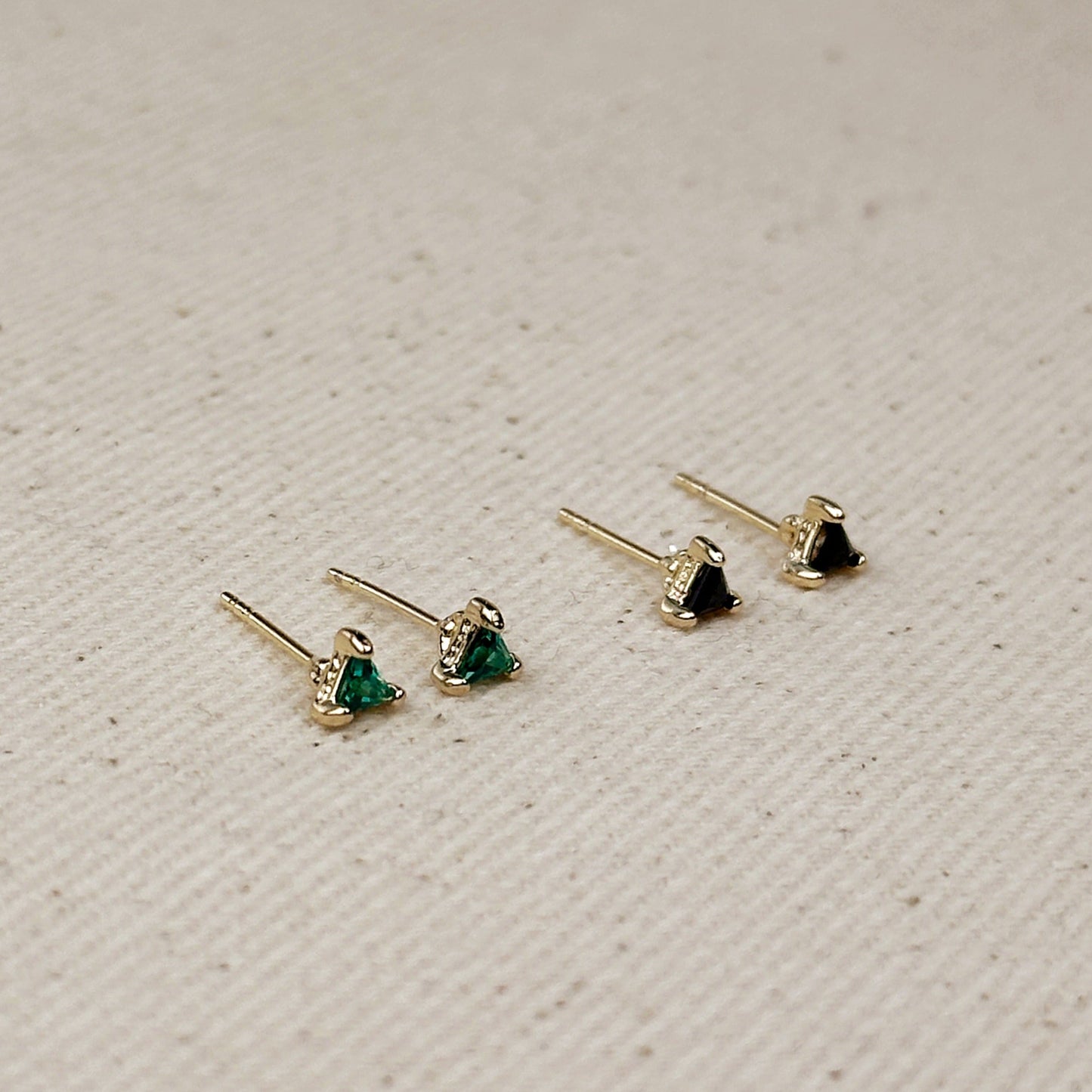 Mini Colored CZ Triangle Stud