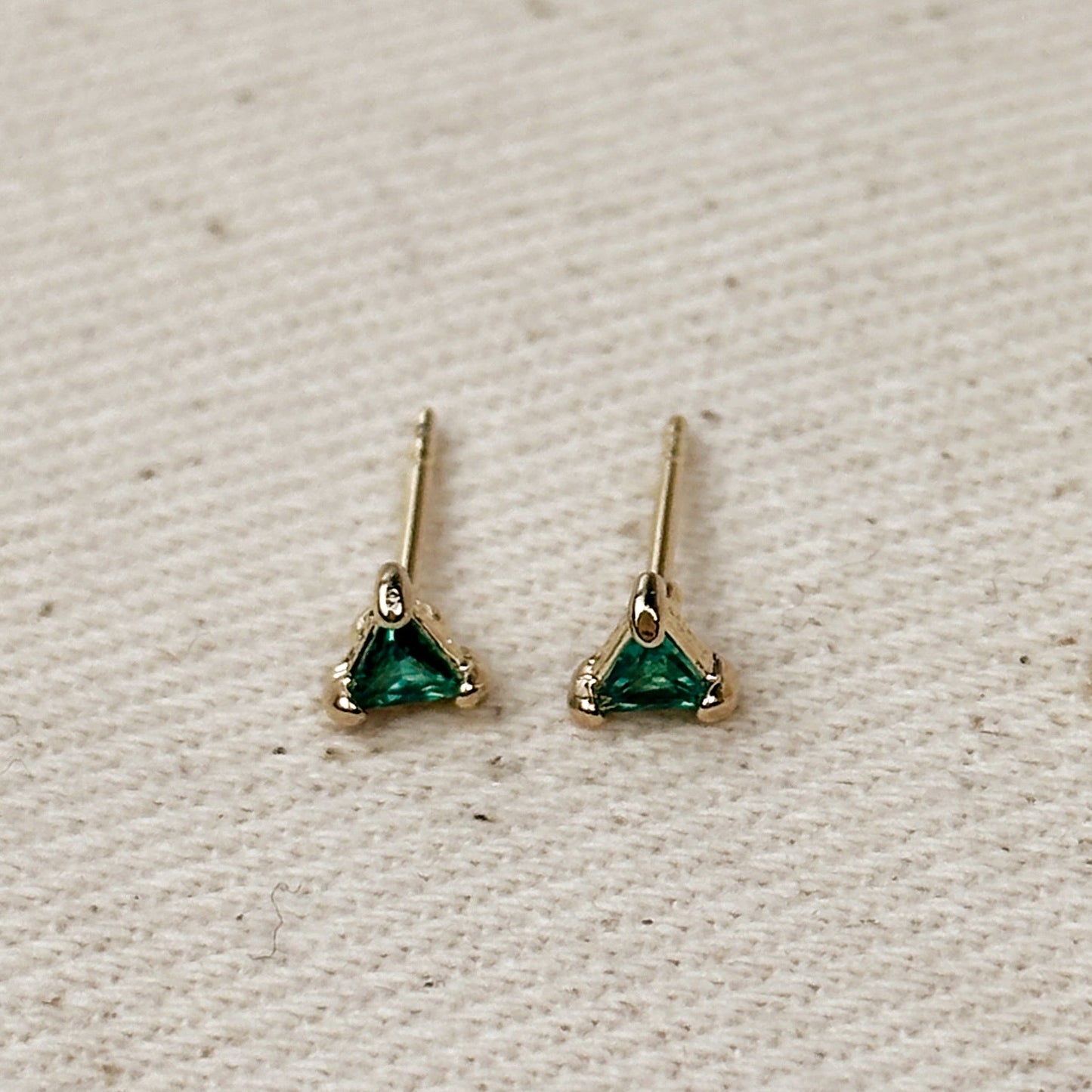 Mini Colored CZ Triangle Stud