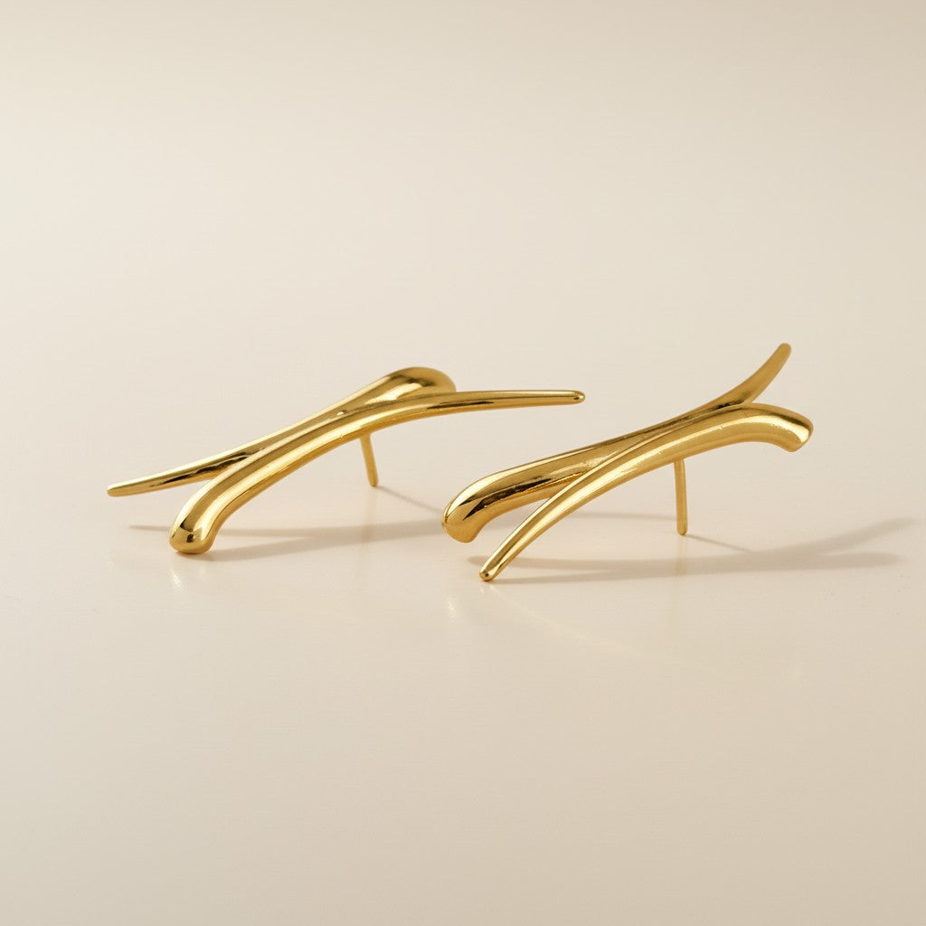 18k Gold Filled Oversized X Earrings — Sculpture You Can Wear