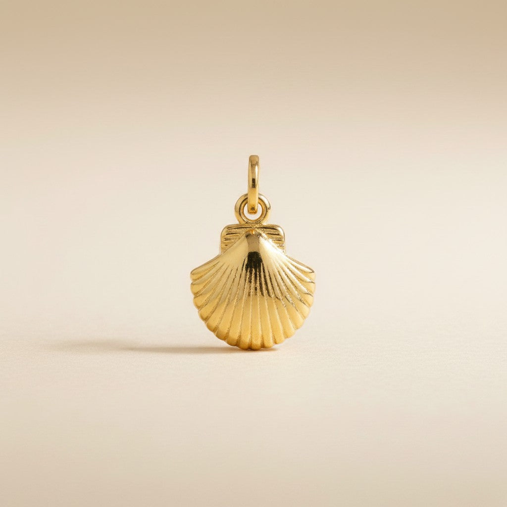 🌊 18k Gold Filled Scallop Shell Charm — Double-Sided, Always Beautiful, Endlessly Yours
