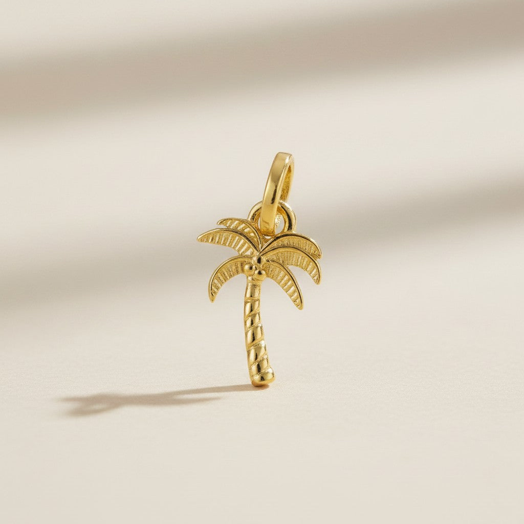 18k Gold Filled Palm Tree Charm — Endless Summer, Right at Your Fingertips