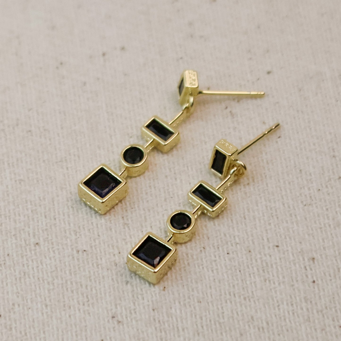 18k Gold Filled Black Dangling Shapes Earring