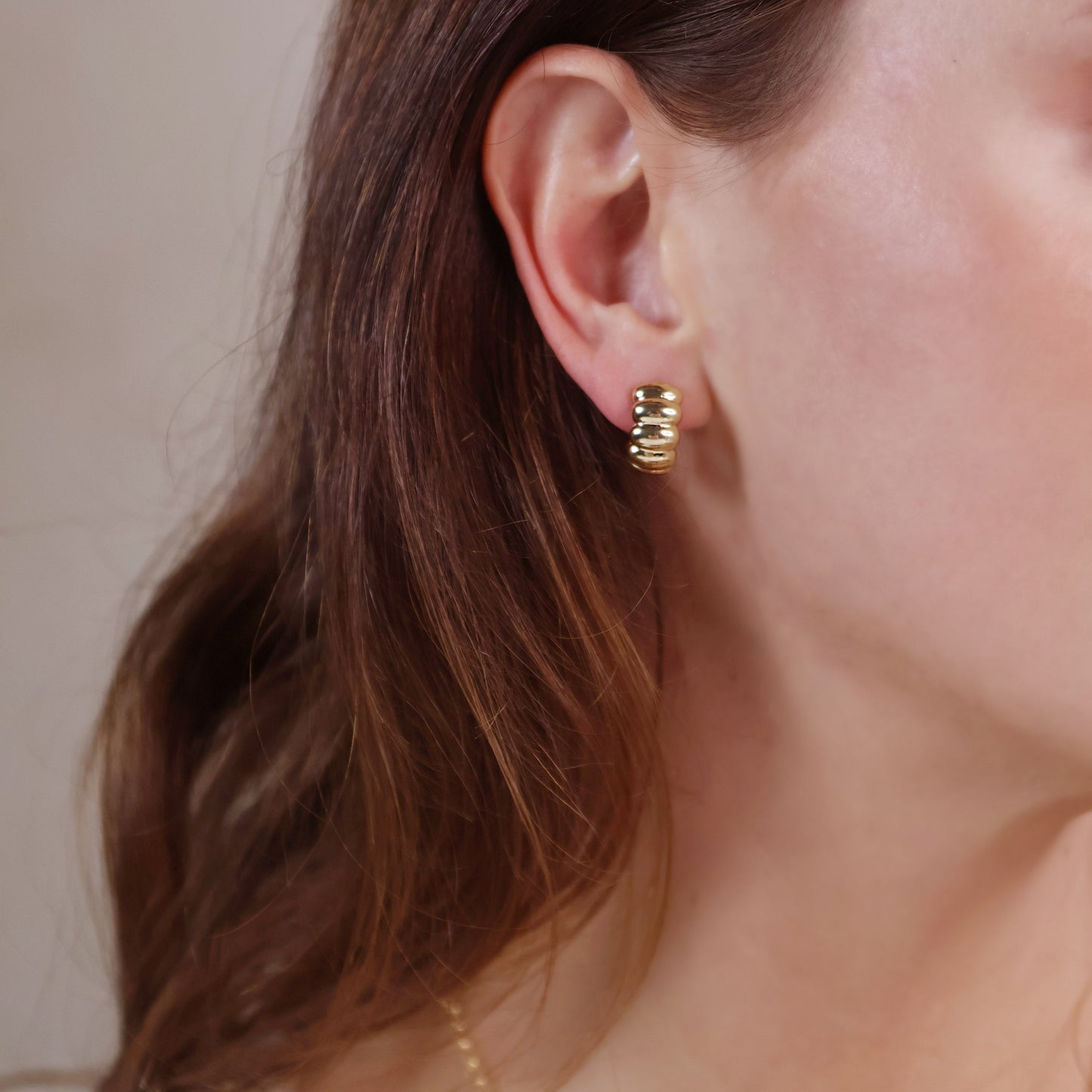 18k Gold Filled Scalloped C-Hoop Earrings