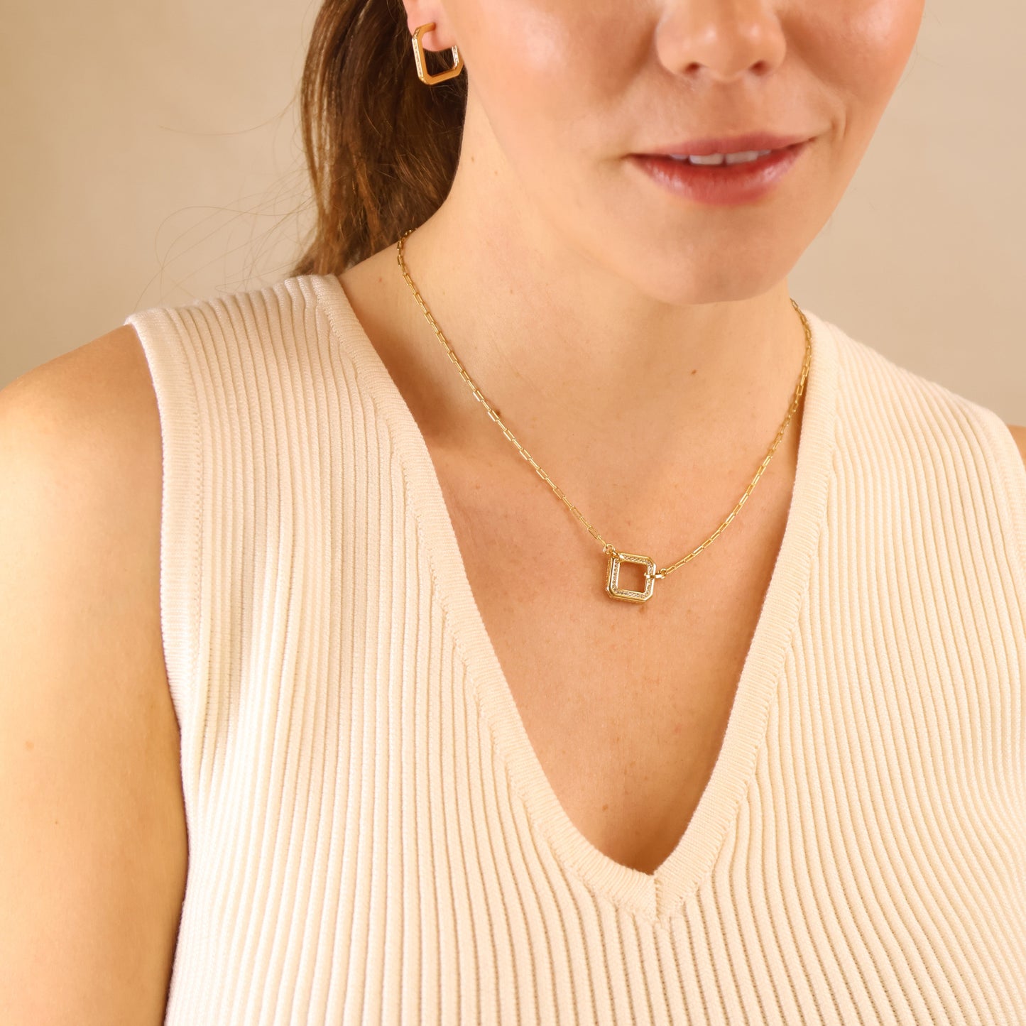 18k Gold Filled Quadratini CZ Necklace