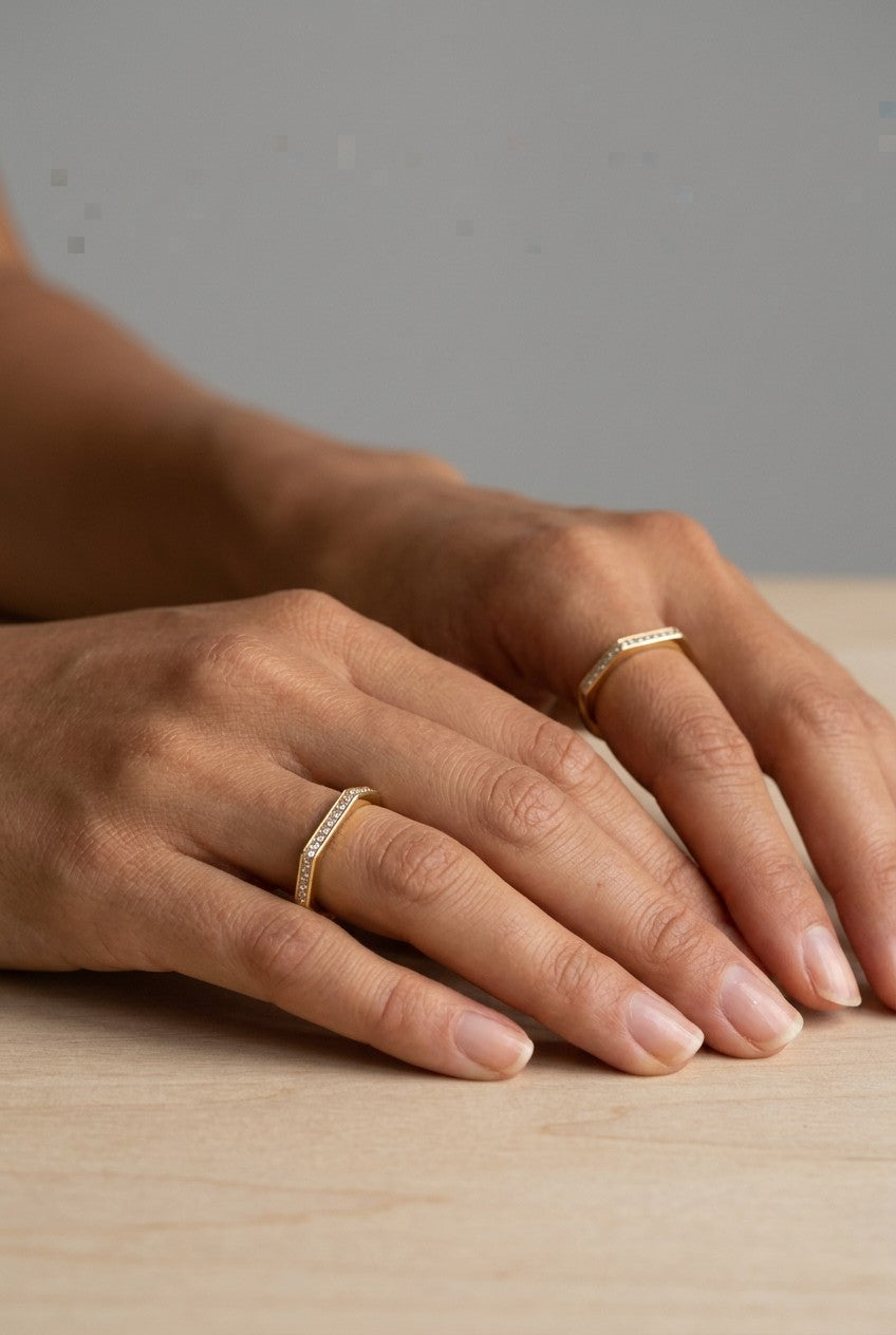 18k Gold Filled Square Ring | Modern Architectural Minimalism