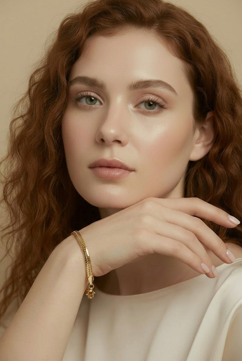18k Gold Filled Diamond-Cut Herringbone Bracelet — The Herringbone That Catches Fire