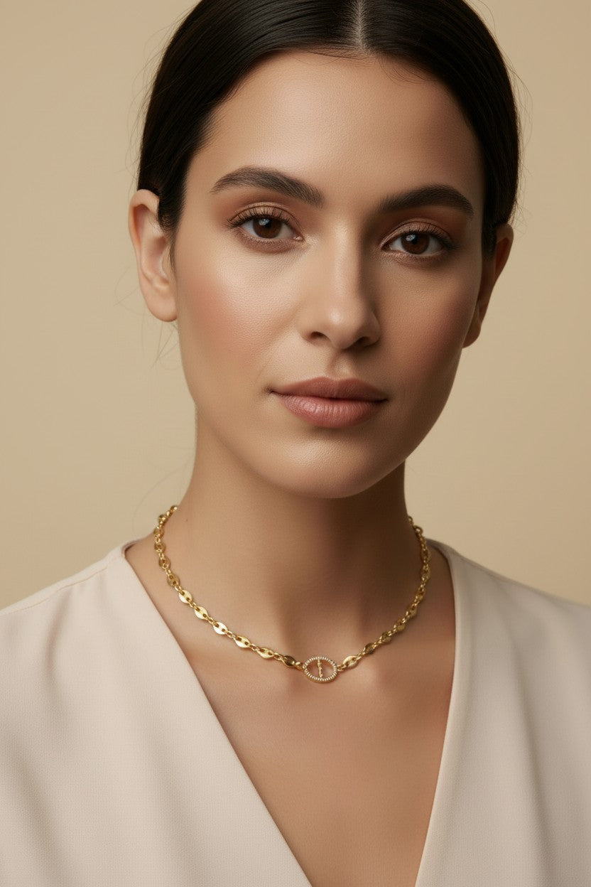 ⚓ 18k Gold Filled CZ Mariner Necklace — The Anchor Chain, Elevated by One Perfect Stone