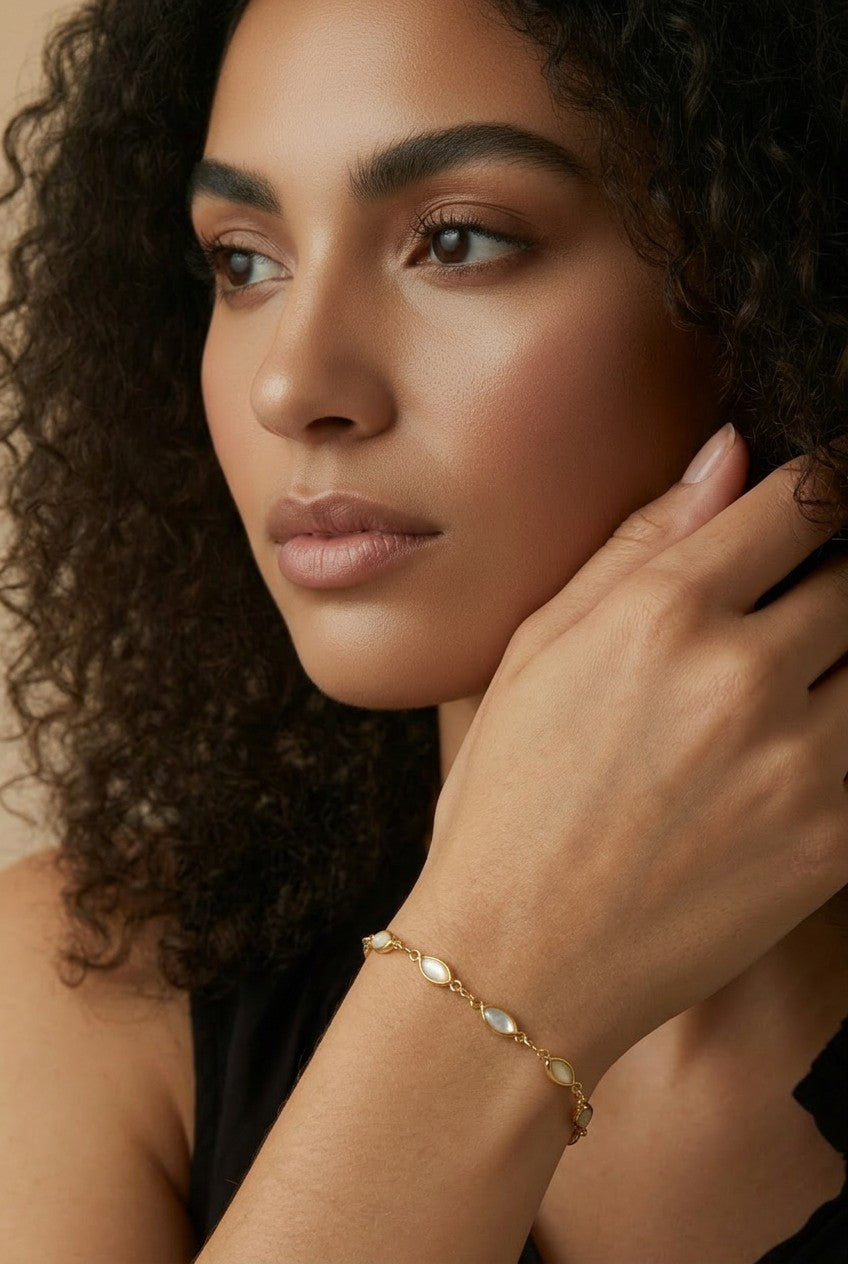✨ 18k Gold Filled Opal Ellipse Bracelet — Ten Stones. Ten Fires. One Wrist That Can't Be Ignored.