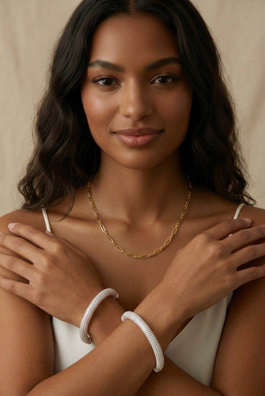 18k Gold Filled Chunky Iced Arm Cuff Bracelet | Diamond-Like Opulence