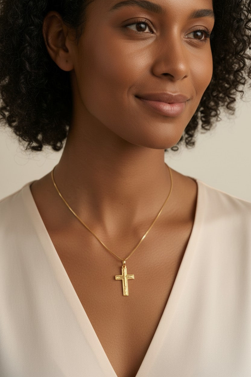 18k Gold Filled Latin Cross Charm — Faith in Gold. Carried Close. Always.