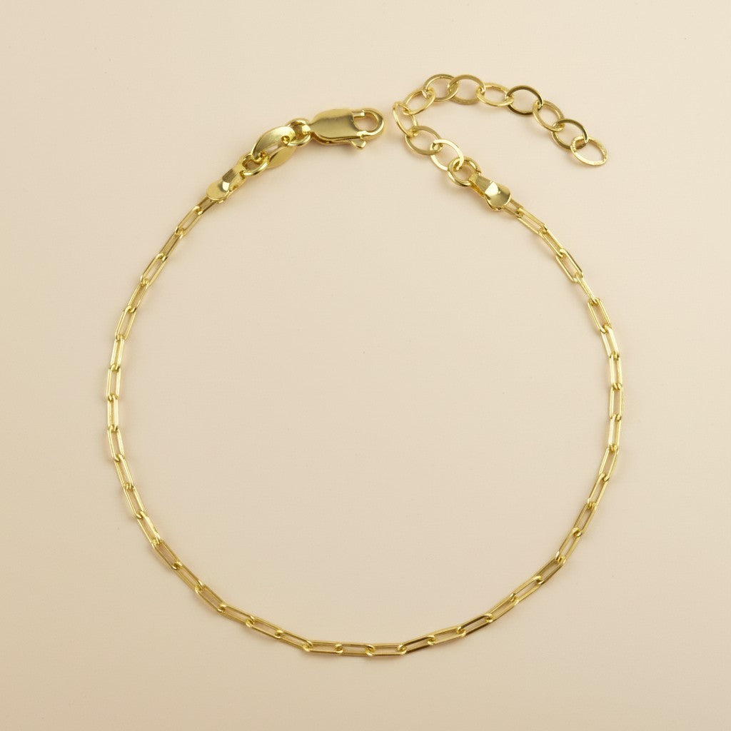 18K Gold Filled Mini Paperclip Chain Bracelet