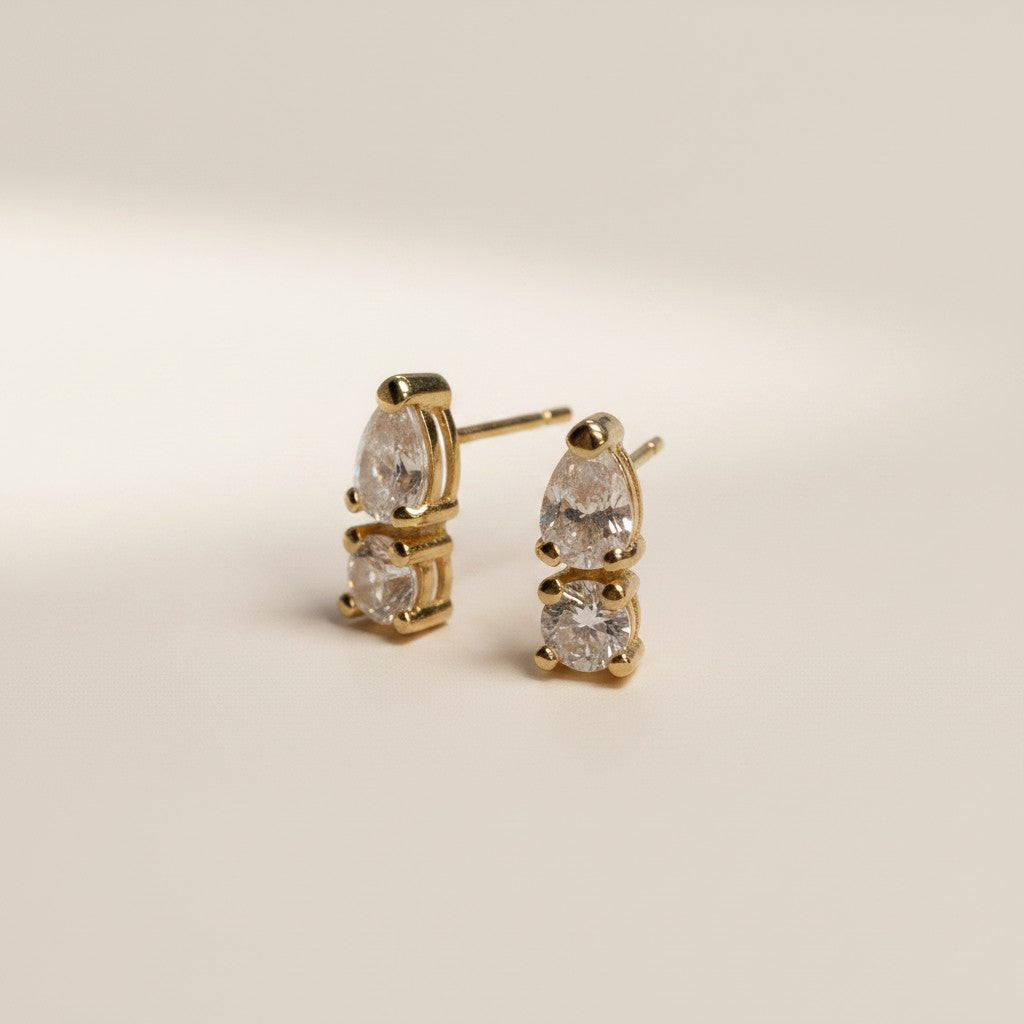 Mini CZ Drop Stud Earrings - Dainty Sparkly Teardrop Earrings for Women | Minimalist Glamour