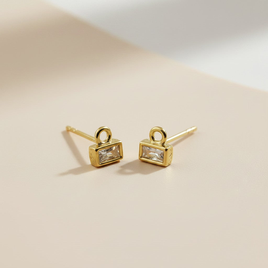 🔗 18k Gold Filled Jump Ring Stud Earrings — Your Charm. Your Design. Your Ear.
