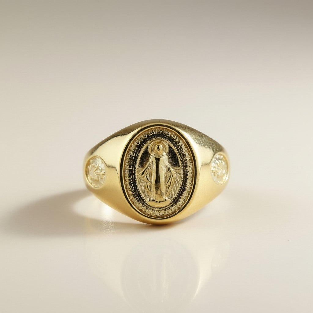 18k Gold Filled Lady Of Grace Signet Ring