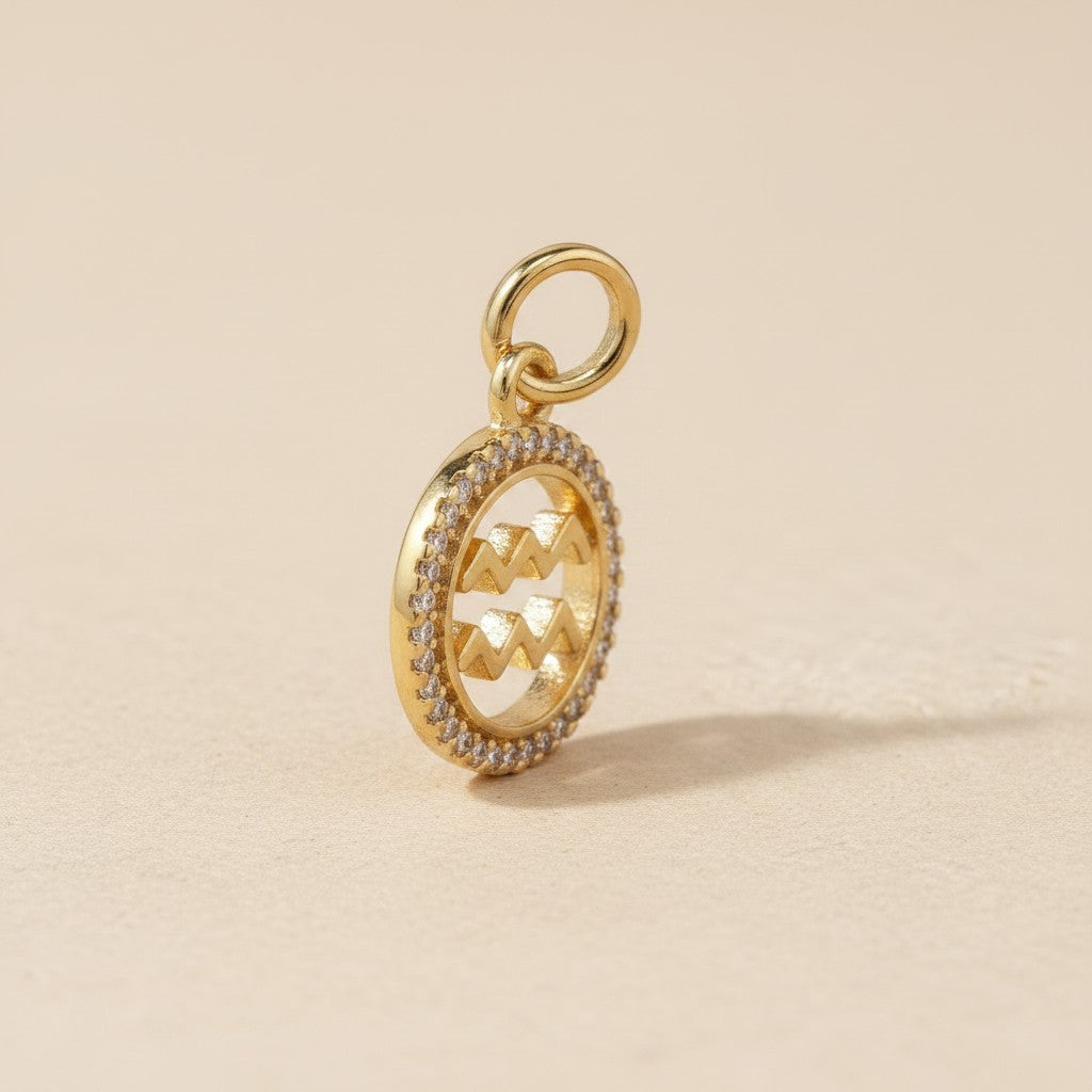 18k Gold Filled Mini Aquarius Zodiac Pendant