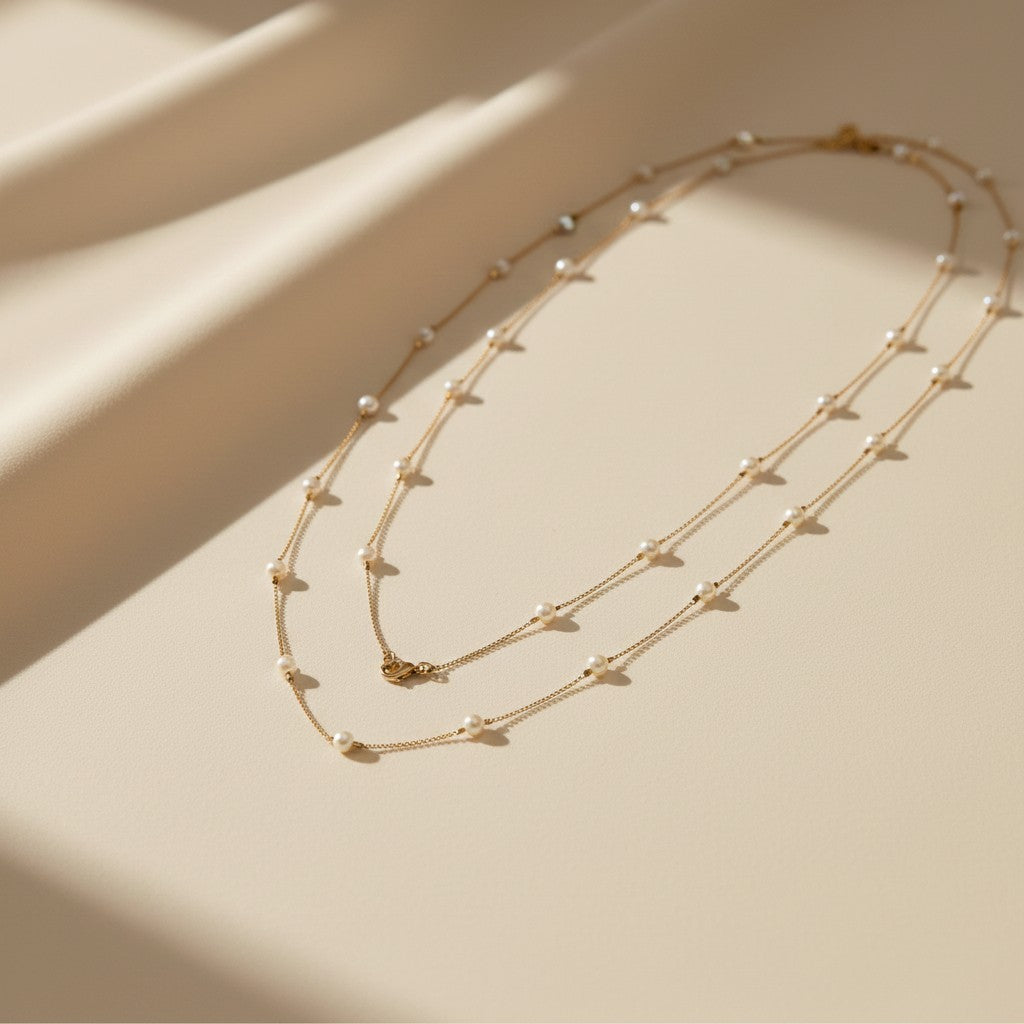 18k Gold Filled Long Pearl Necklace | Style It Your Way