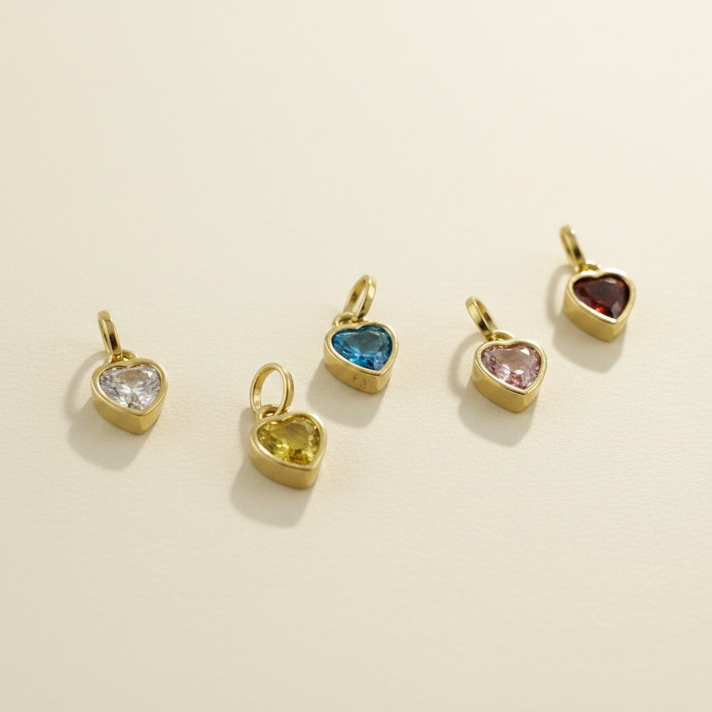 18k Gold Filled Colored CZ Heart Pendant | Add a Pop of Color