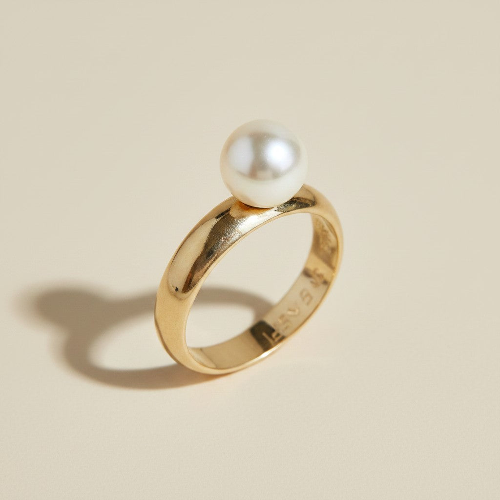 18k Gold Filled Solitaire Pearl Ring