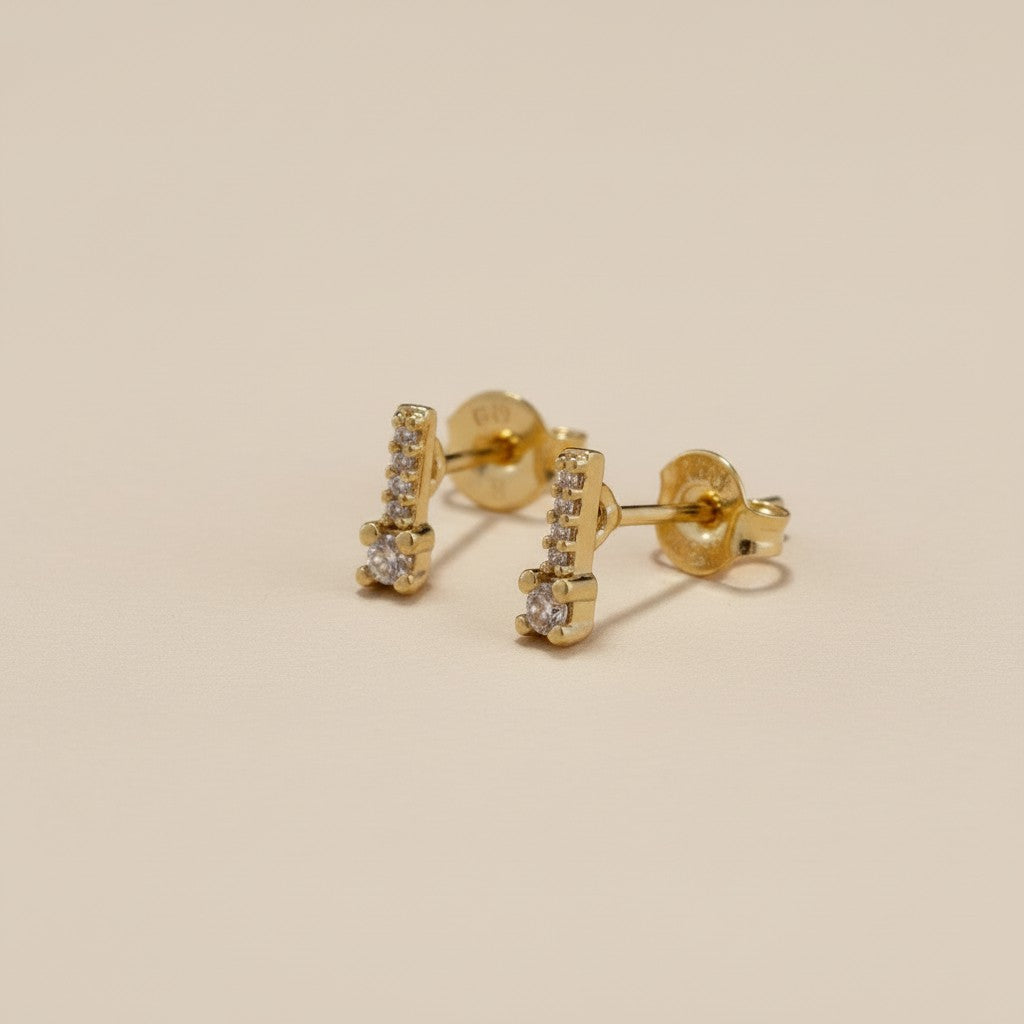 ✨ 18k Gold Filled Micro CZ Bar Stud Earrings — The Slimmest Line. AAAAA Sparkle All the Way Along.