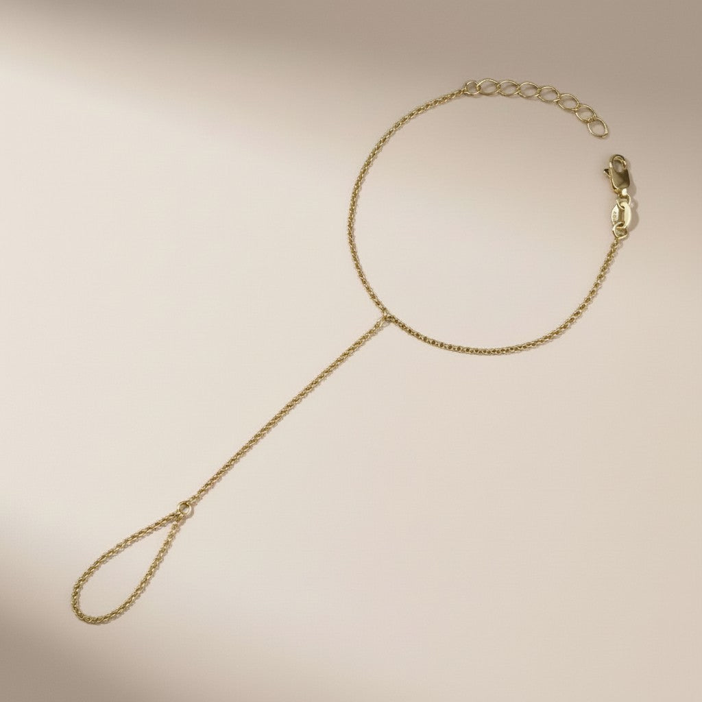 Hand Chain Bracelet - Delicate Rolo Link Chain for Women
