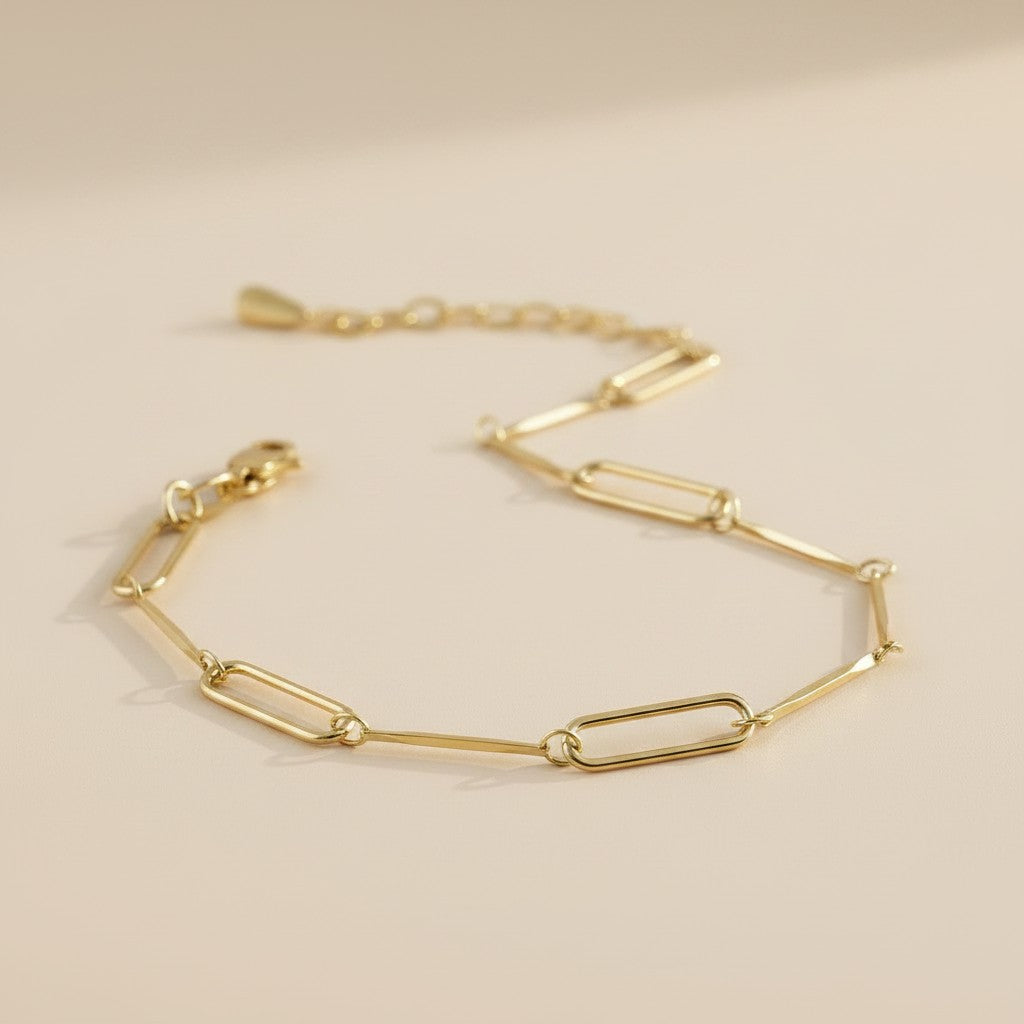 18k Gold Filled Paperclip & Straw Bracelet | Contemporary Timeless Style