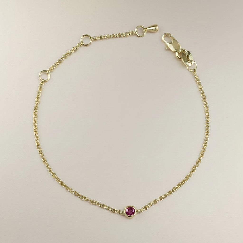18k Gold Filled Birthstone Bezel Bracelet — Your Color. Your Month. At the Wrist. Always.