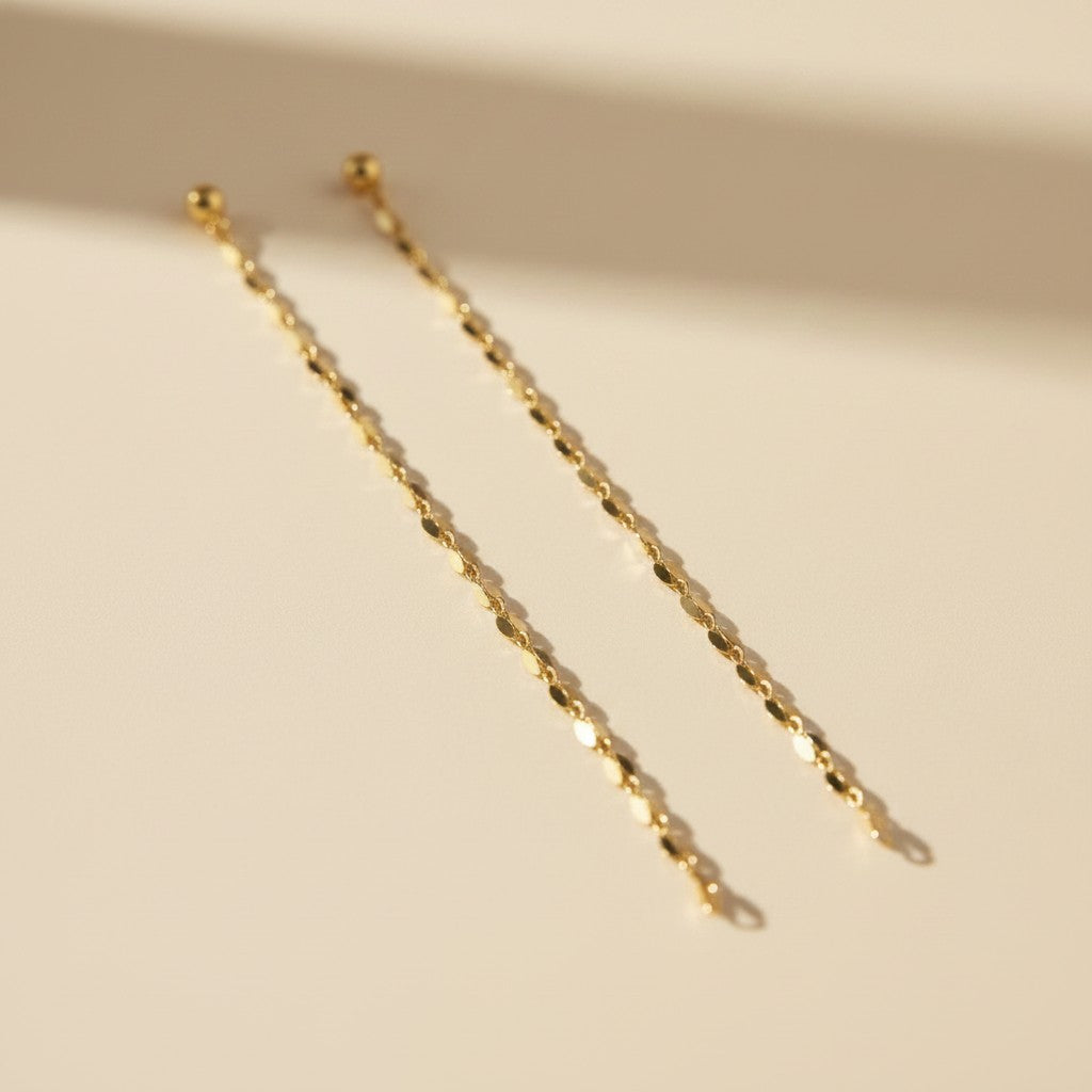 Chain Drop Earrings - Long Dangle Statement Earrings for Women