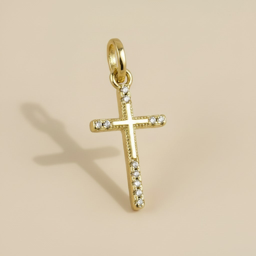 ✝️ 18k Gold Filled CZ Cross Pendant — Four Points. Four Stones. Faith That Catches the Light.
