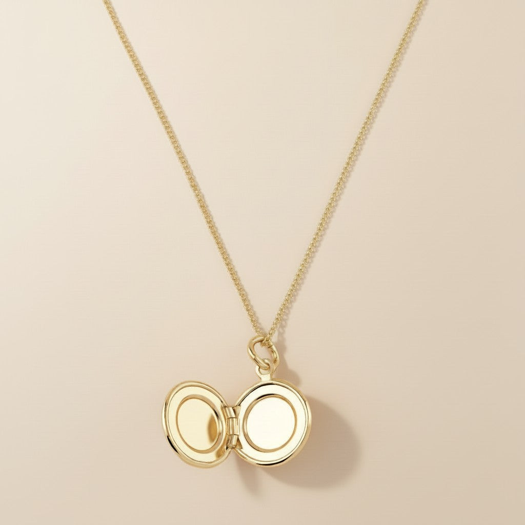 18k Gold Filled Round Locket Necklace