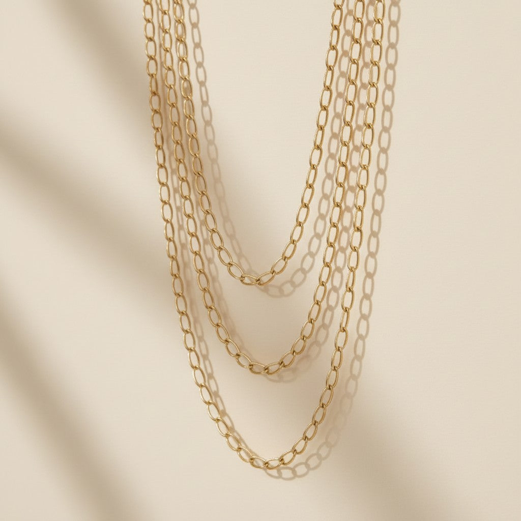 ✨ 18k Gold Filled Twist Link Chain Necklace — A Subtle Spiral in Every Link. Four Lengths.