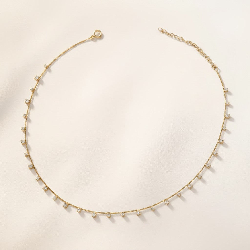 18k Gold Filled Sparkly CZ Choker Necklace | Exclusive Design