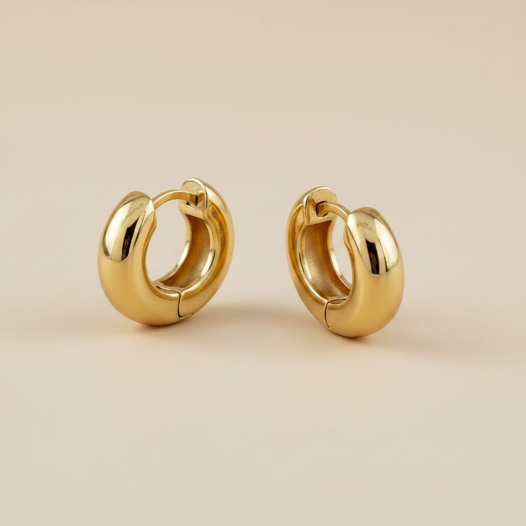 18k Gold Filled Bold Chunky Clicker Hoop Earrings | Striking Statement
