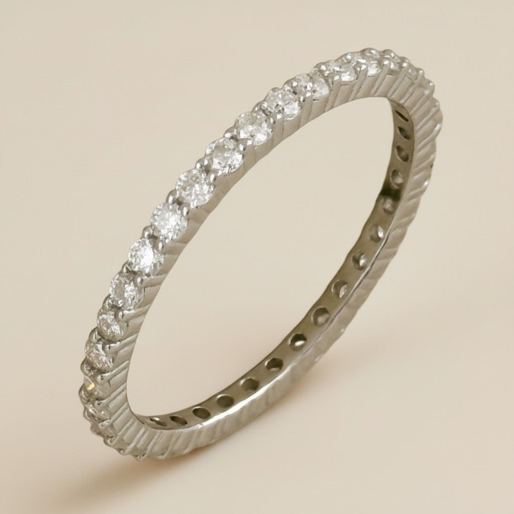 💎 .925 Sterling Silver Moissanite Eternity Band — GRA Certified. Continuous Sparkle. Everlasting.