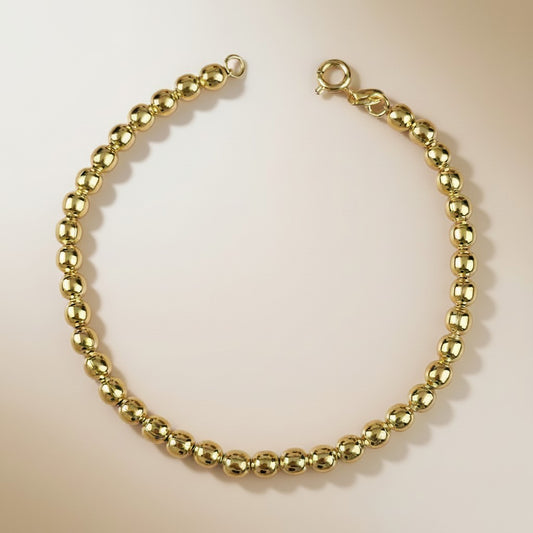 Beaded Bracelet - 3.5mm Gold Ball Bracelet for Women