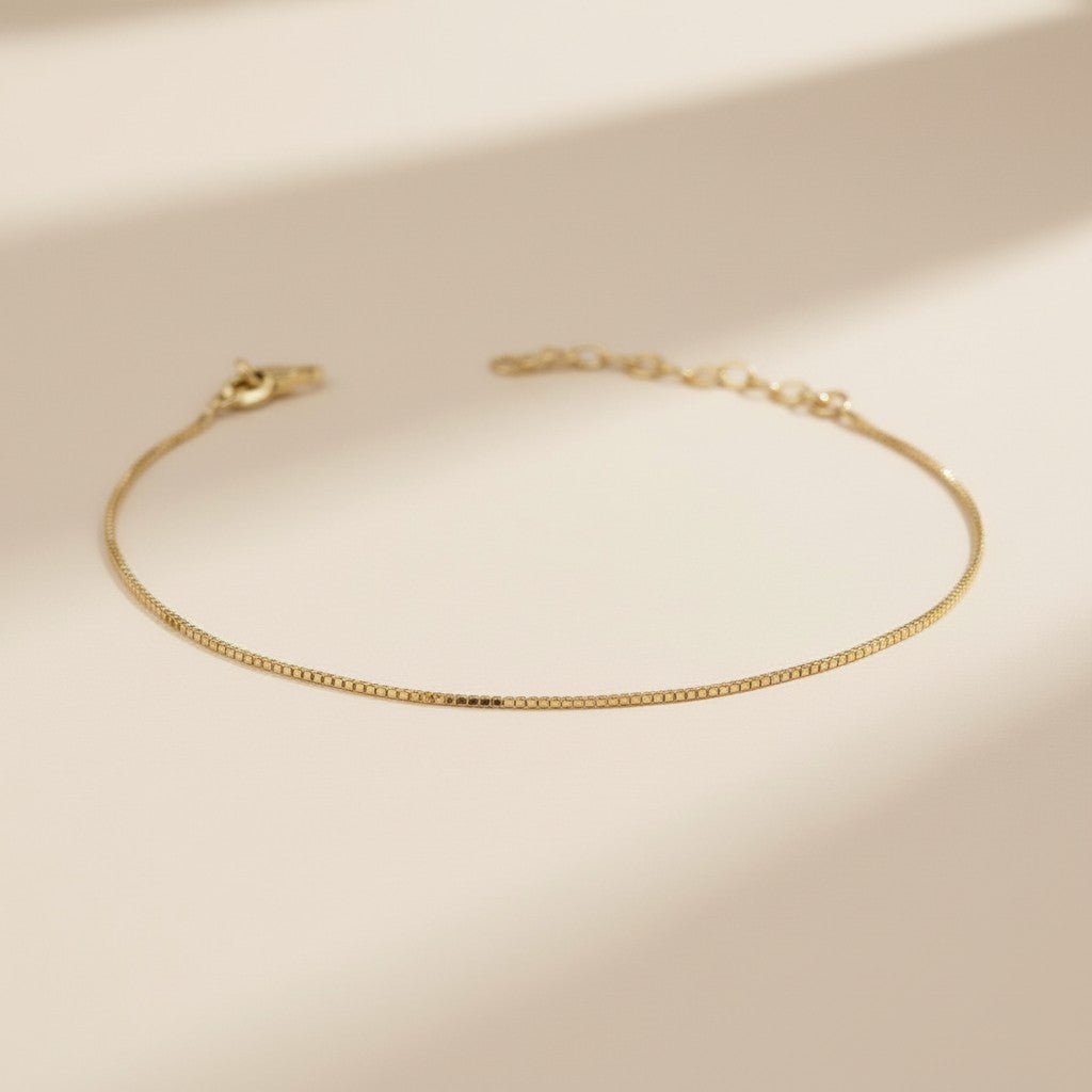 Delicate Anklet - Thin Box Chain Ankle Bracelet for Women