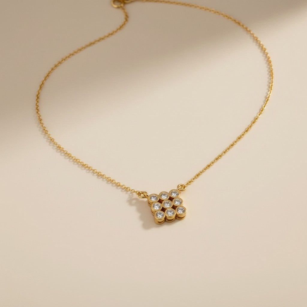 18k Gold Filled Cluster CZ Necklace | Dainty Minimalist Sparkle