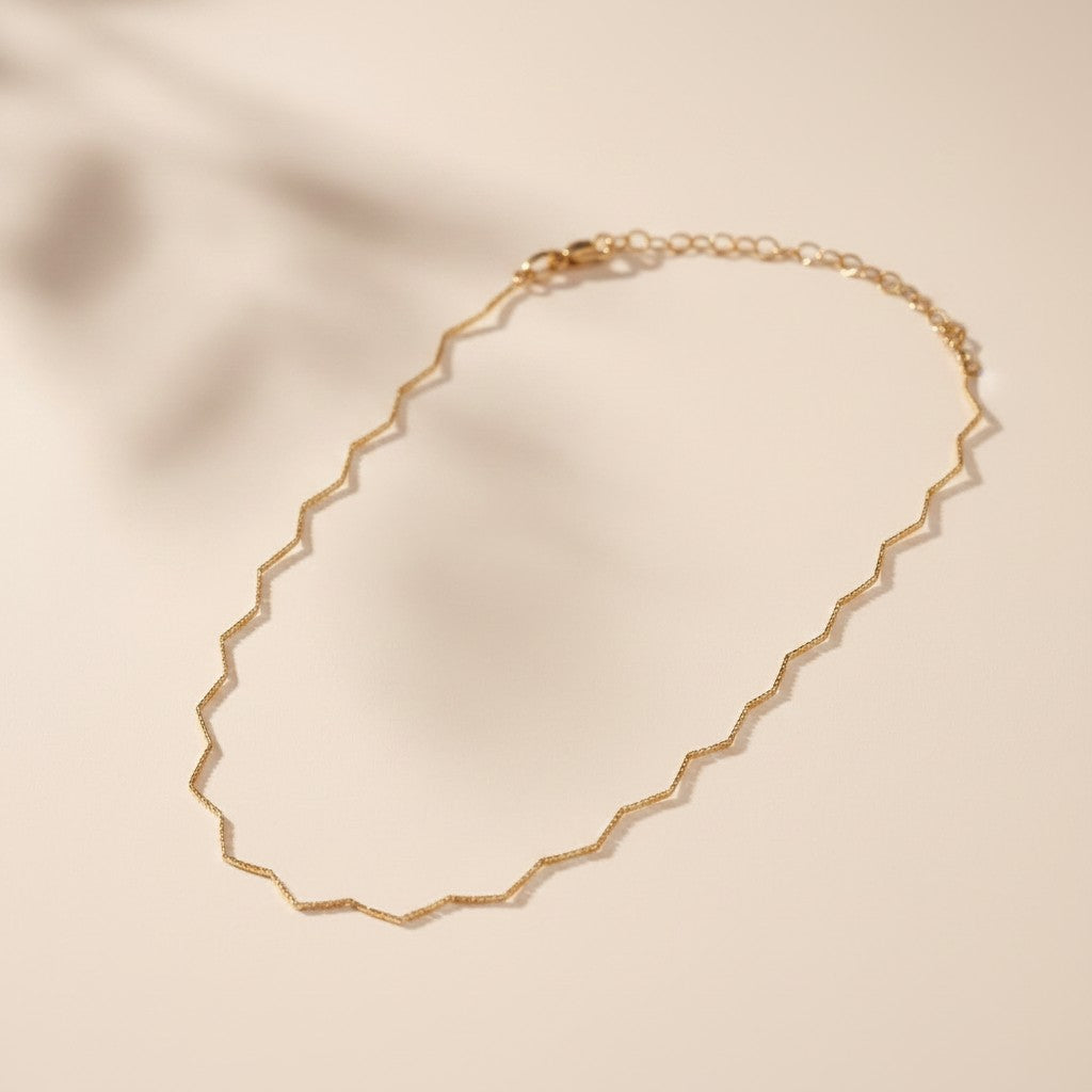 18k Gold Filled Zig Zag Choker Necklace | Fun, Flirty & Fearless