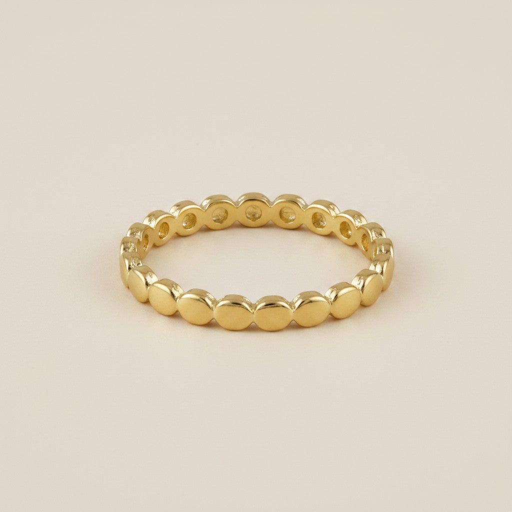18k Gold Filled Flat Beaded Band Ring