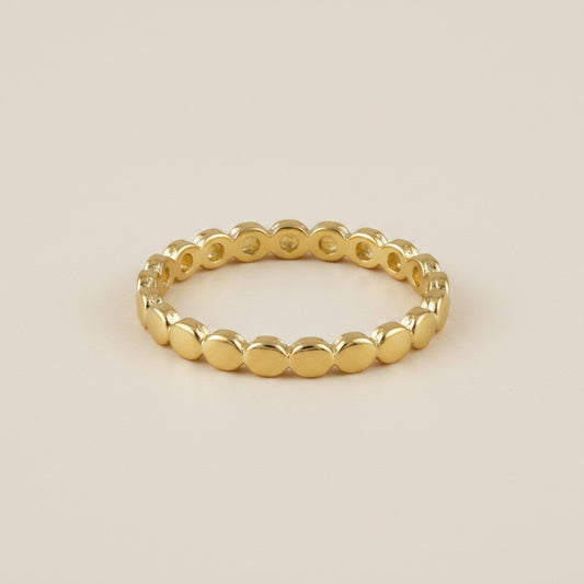 18k Gold Filled Flat Beaded Band Ring