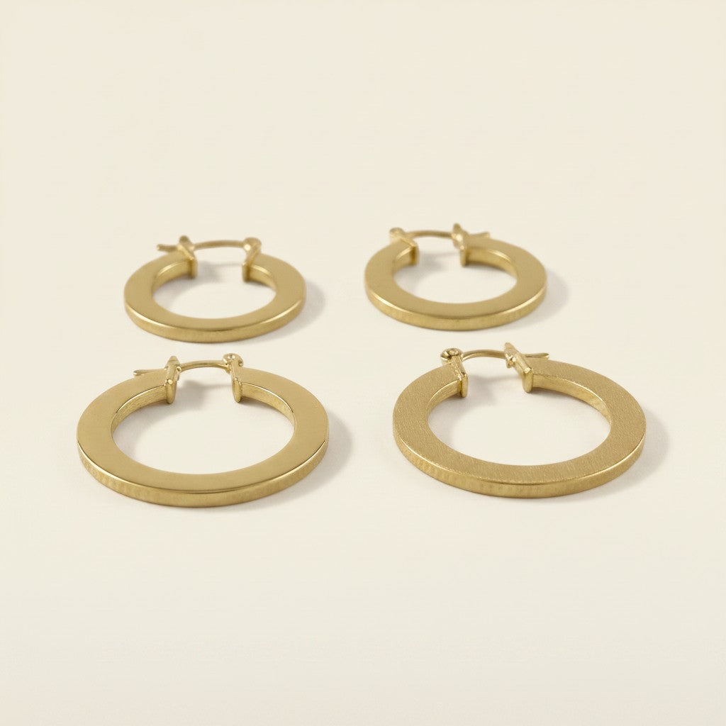 ✨ 18k Gold Filled Flat Hoop Earrings — A Different Face. A Different Light. Two Sizes.