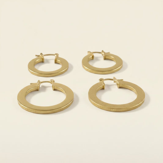 ✨ 18k Gold Filled Flat Hoop Earrings — A Different Face. A Different Light. Two Sizes.