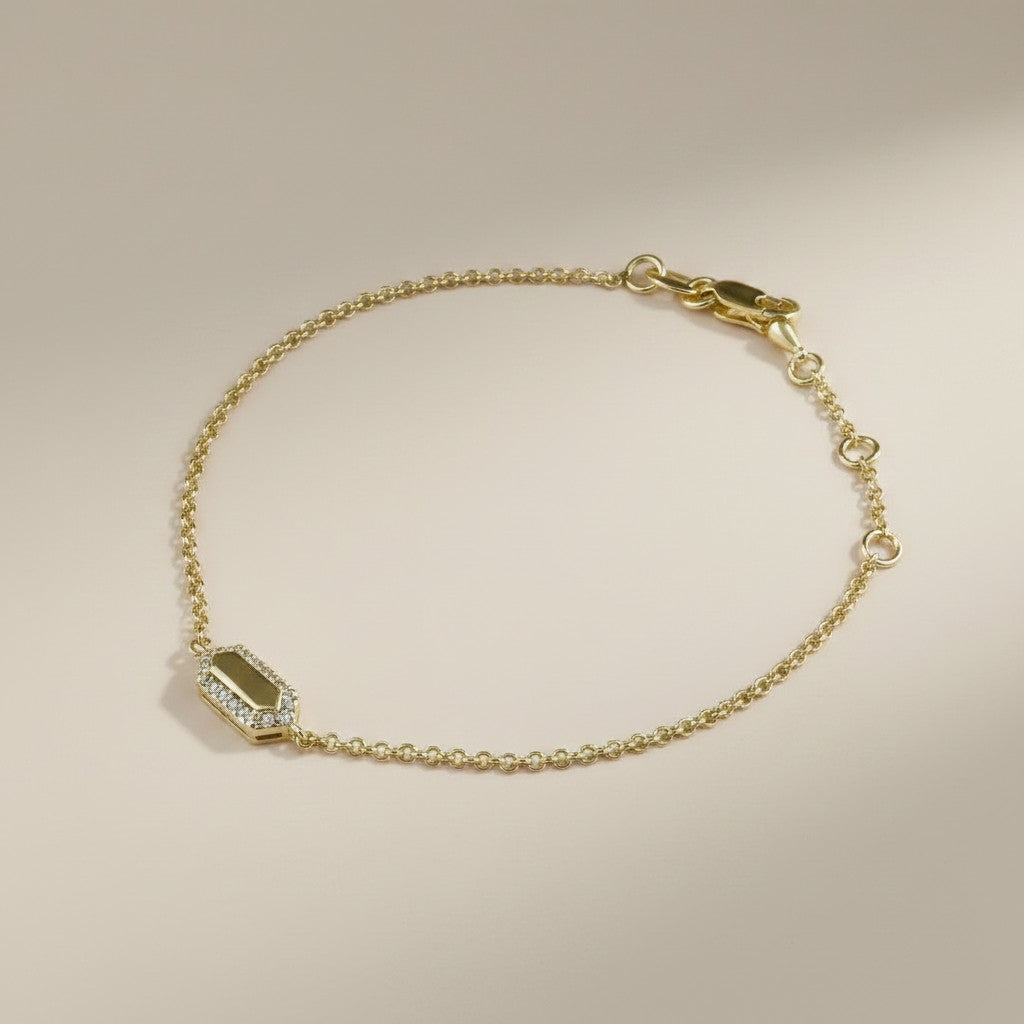 18k Gold Filled Pointed Rectangle CZ Bracelet — One Geometric Statement. The Whole Wrist Changed.