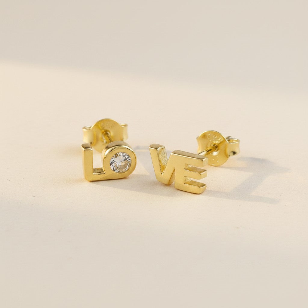 18k Gold Filled CZ LO-VE Stud