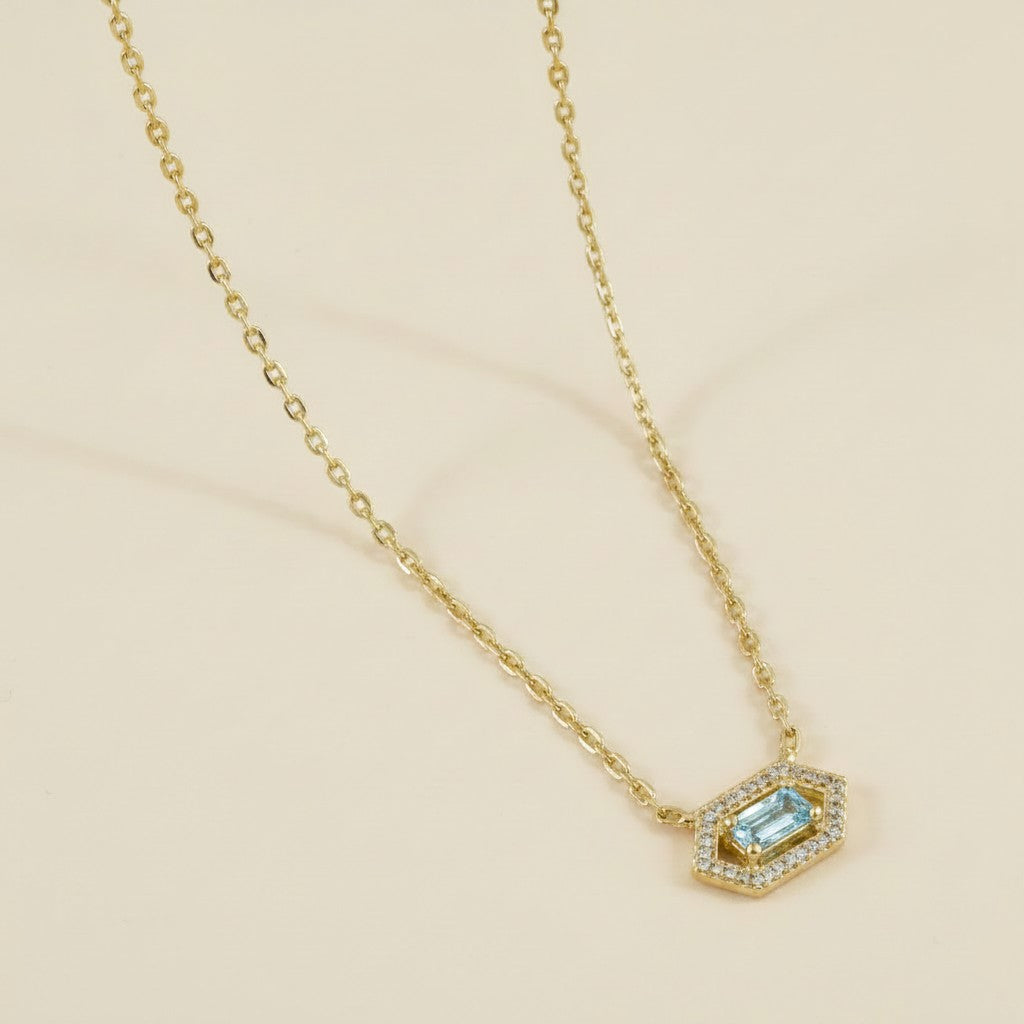 18k Gold Filled Baguette Birthstone Necklace | Personalized Sparkle