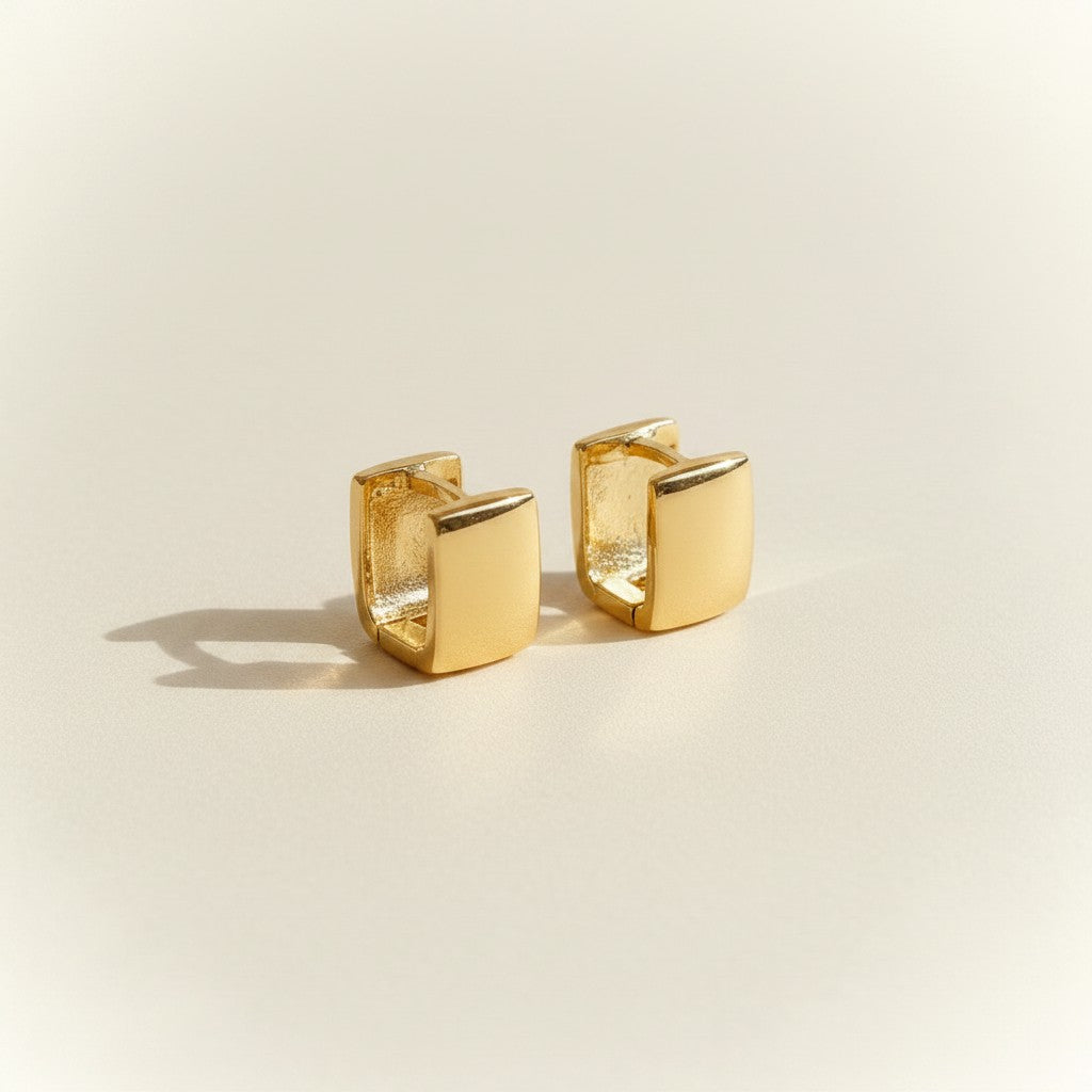 ✨ 18k Gold Filled Square Clicker Earrings — Right Angles. Mirror Polish. The Geometric Hoop Done Perfectly.