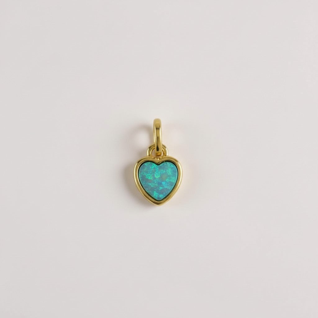18k Gold Filled Opal Heart Charms